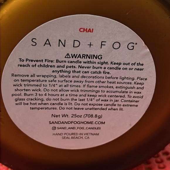 Chai candle from sand and fog .. 25 oz size - Picture 5 of 5